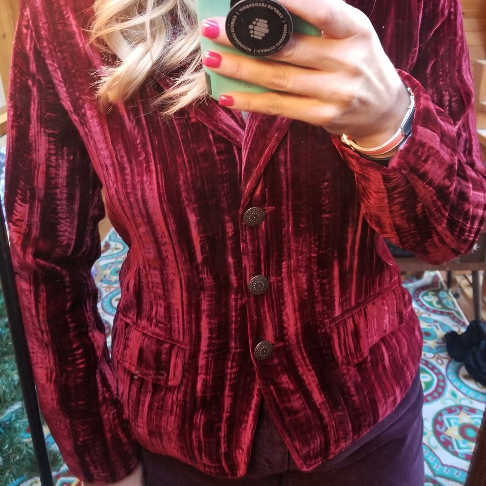 Maroon Velvet Jacket with Gorgeous Buttons